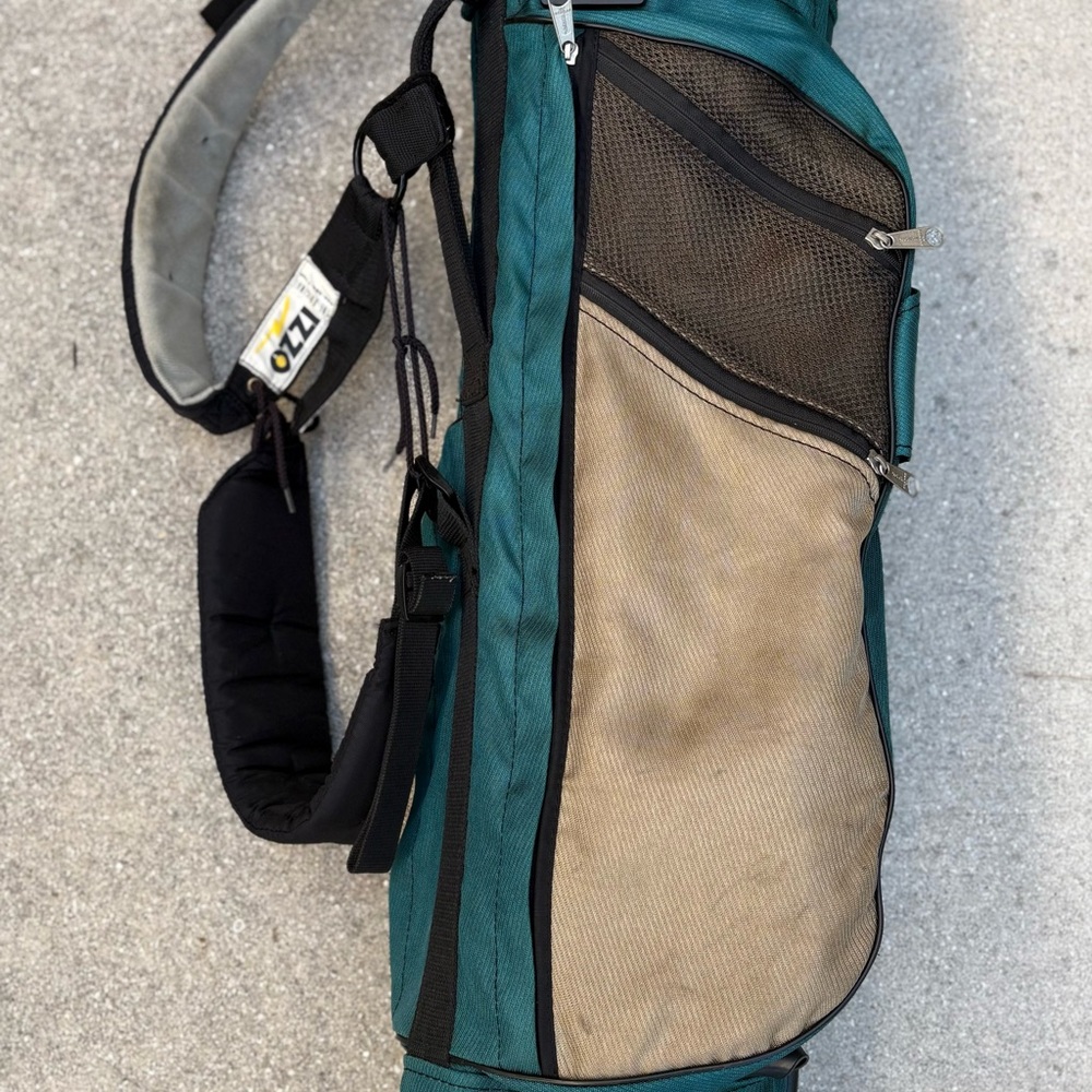 Jones Sports Co. Golf Stand Bag Green/Beige 3-way Dividers Dual Strap